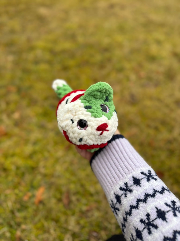Christmas Tree Cake Terrier Crochet Plushie | Hand Painted Eyes