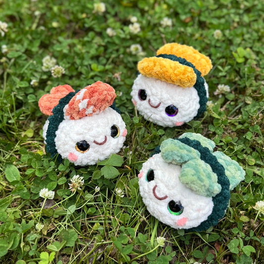 Nigiri Sushi Crochet Plushies | Hand Painted Eyes
