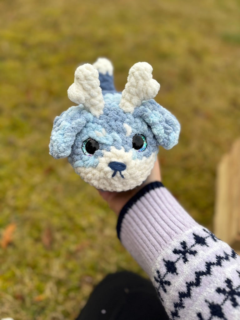 Winter Reindeer Beagle Crochet Plushie | Hand Painted Eyes