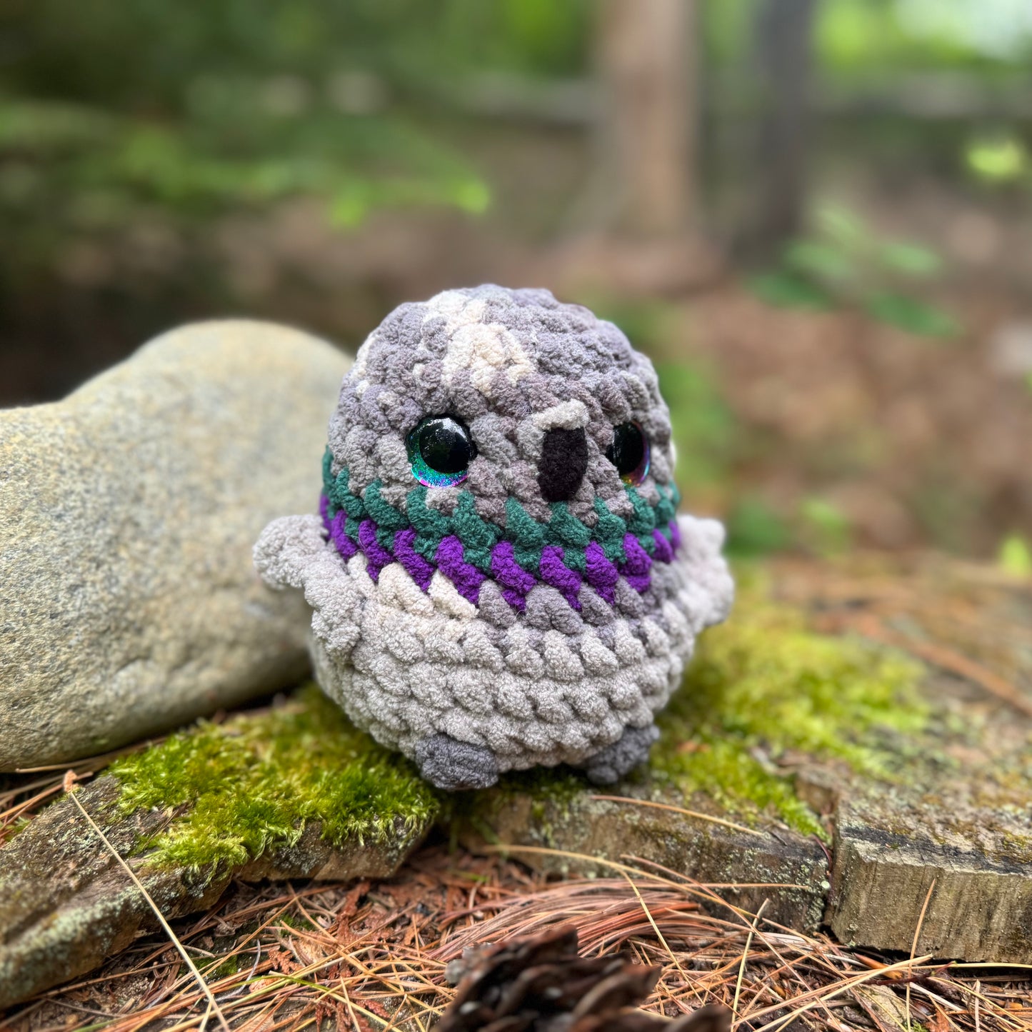 Pigeon Crochet Plushie | Hand Painted Eyes