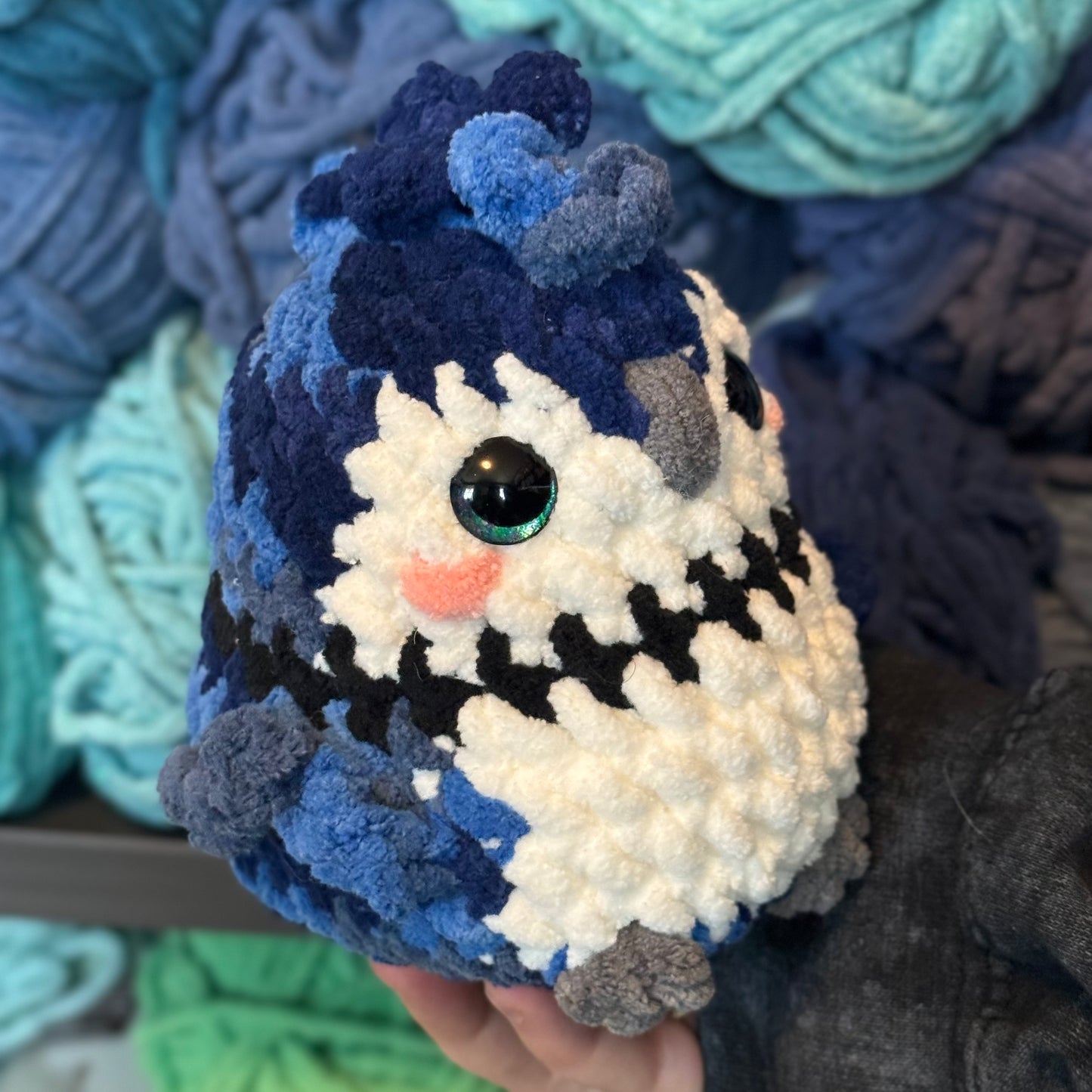 Blue Jay Crochet Plushie | Hand Painted Eyes