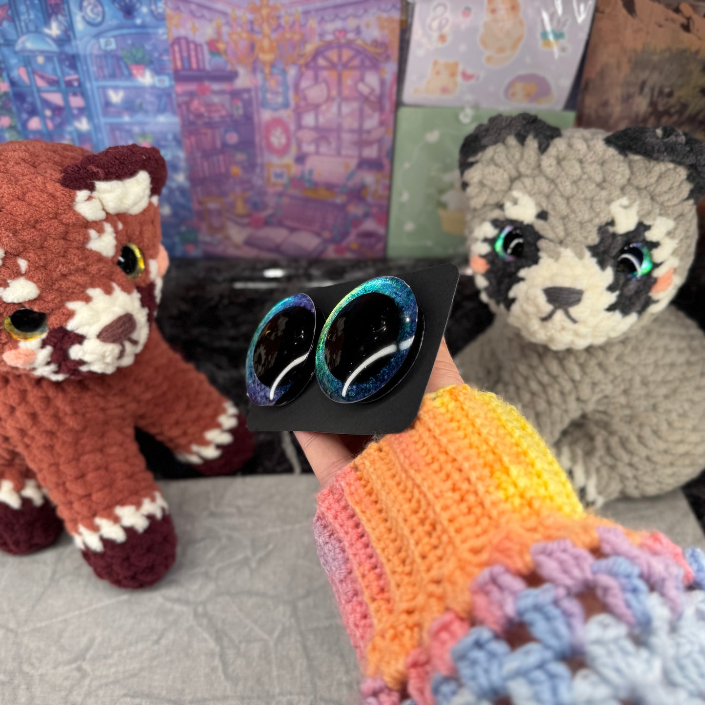 Hand Painted Kawaii Eyes | 50mm | Emerald