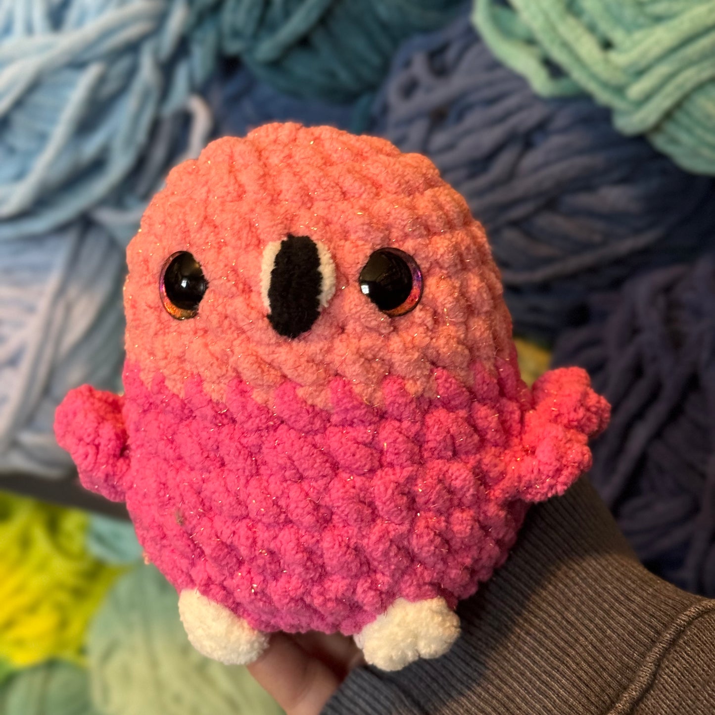 Flamingo Crochet Plushie | Hand Painted Eyes