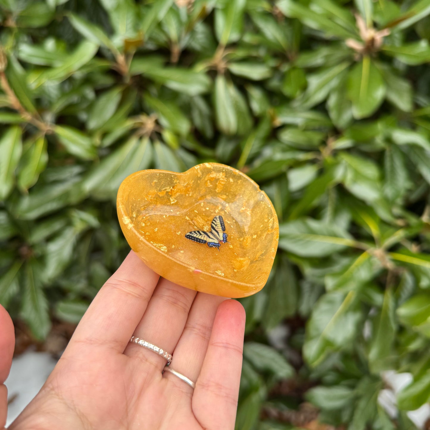 Gold Butterfly Heart Trinket Dish