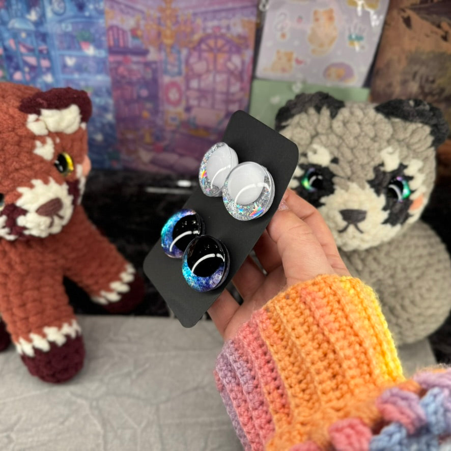 Hand Painted Kawaii Eyes | 30mm | Riptide and Moonbeam with White Pupil