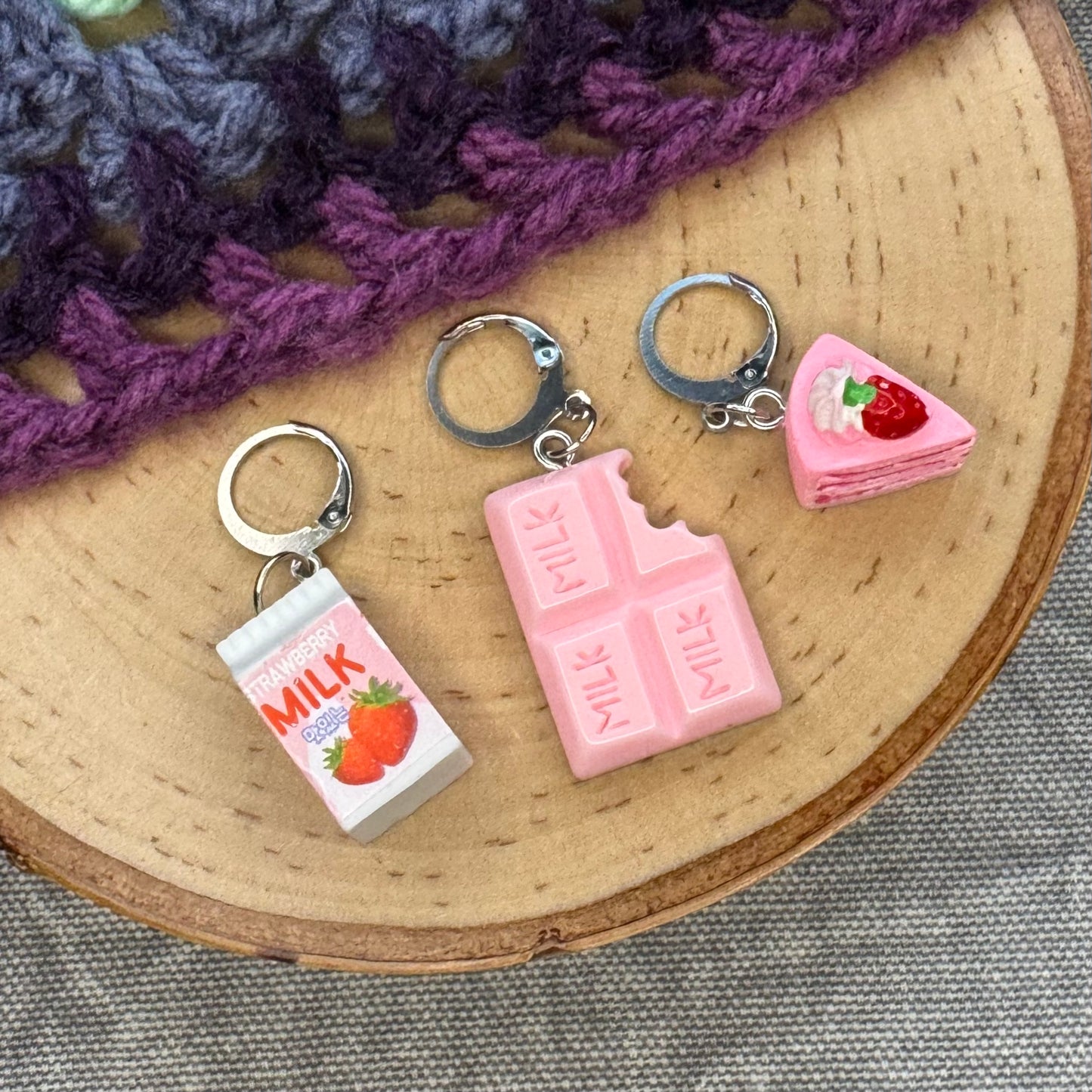 Strawberry Chocolate Stitch Markers | 3 pack