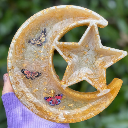 Golden Butterfly Moon Tray