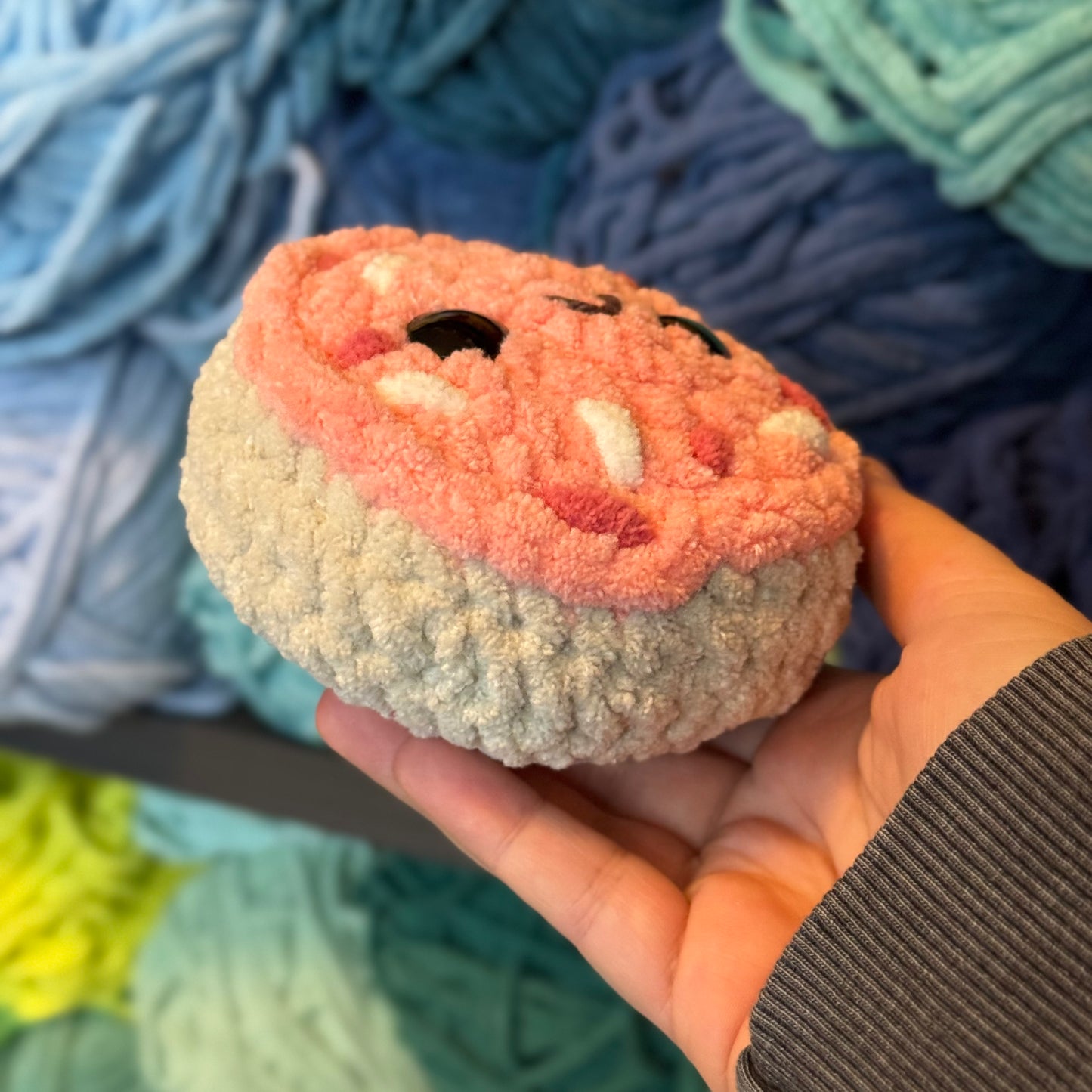 Pink Sugar Cookie Crochet Plushie | Hand Painted Eyes