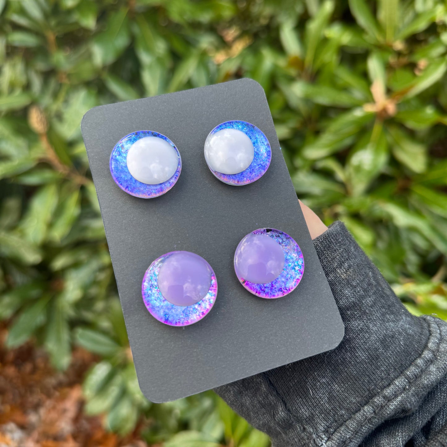 25 mm Hand Painted Kawaii Eyes | Lapis + Amethyst | Set #90