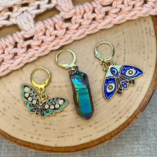 Rainbow Quartz Crystal Stitch Markers | 3 pack