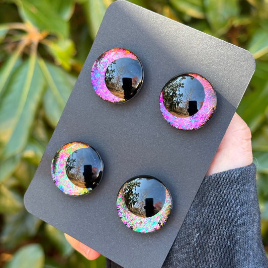 25 mm Hand Painted Kawaii Eyes | Iris + Mardi Gras | Set #15