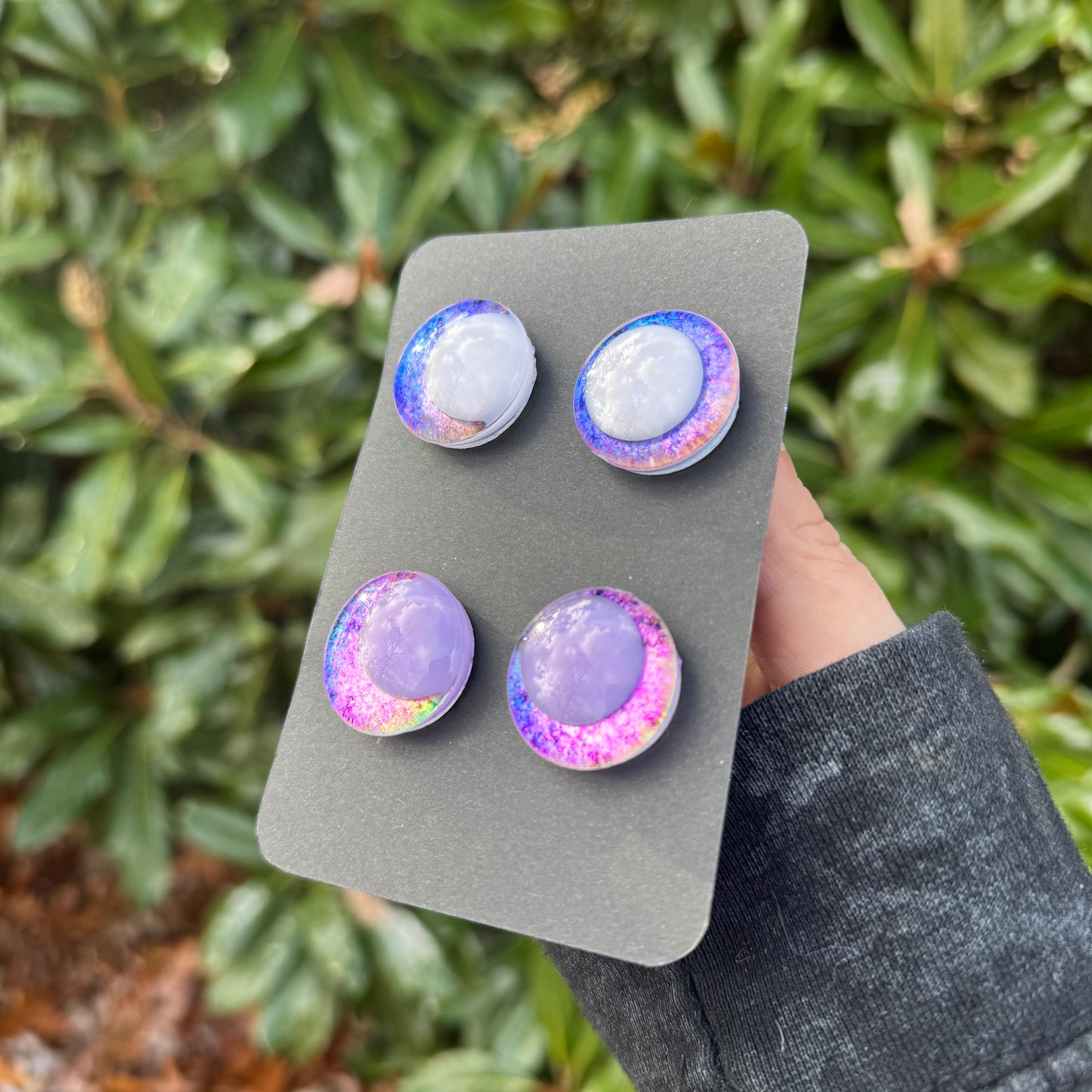 25 mm Hand Painted Kawaii Eyes | Lapis + Amethyst | Set #90