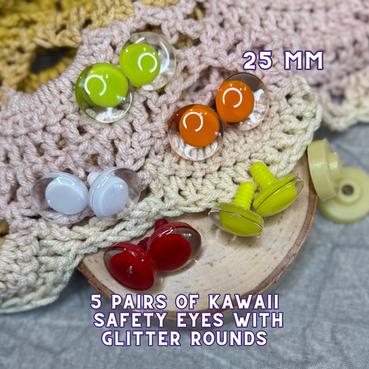 25 mm Kawaii Safety Eyes | 5 Mixed Color Pairs | Autumn Set