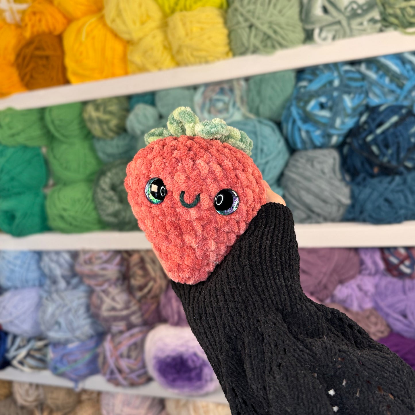 Strawberry Crochet Plushie | Hand Painted Eyes