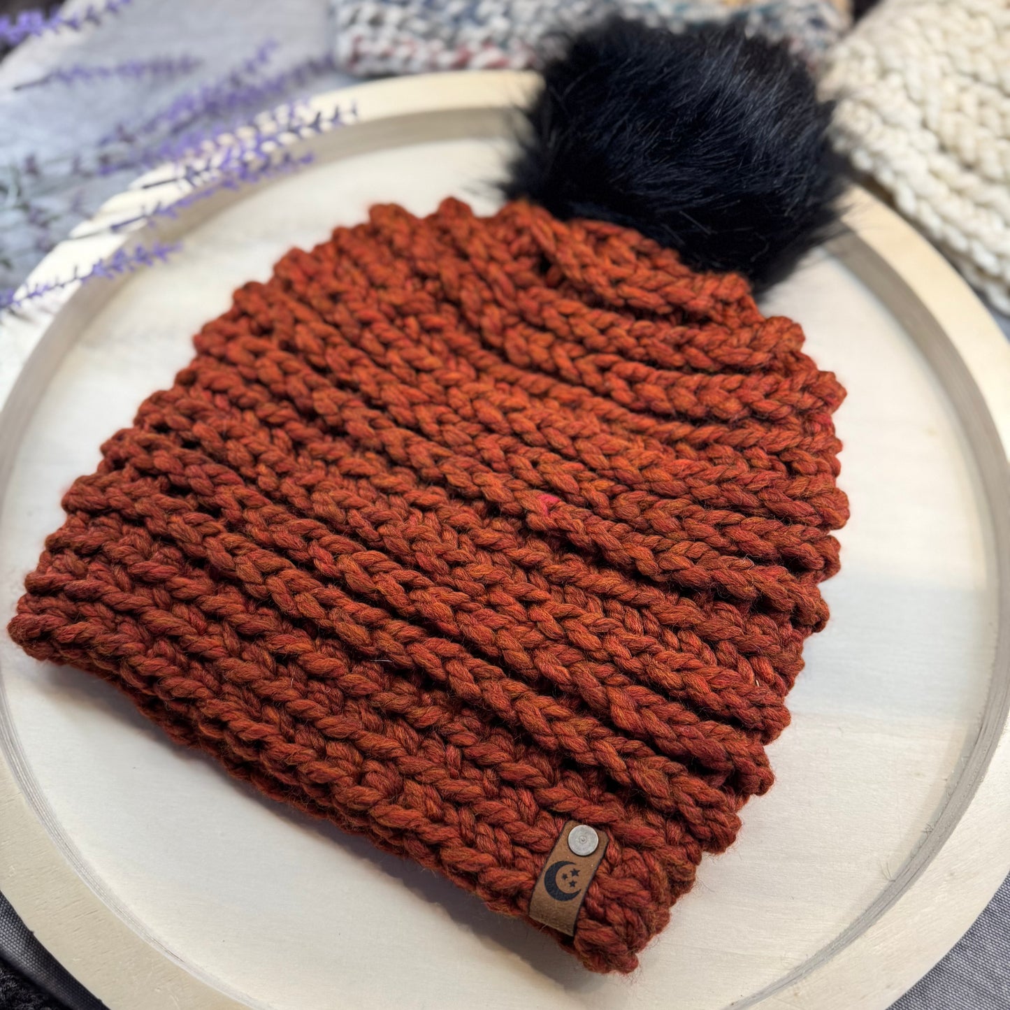 Handmade Winter Beanie | Wool Mix Yarn in the Color Spice | Daybreak Design Extra Long