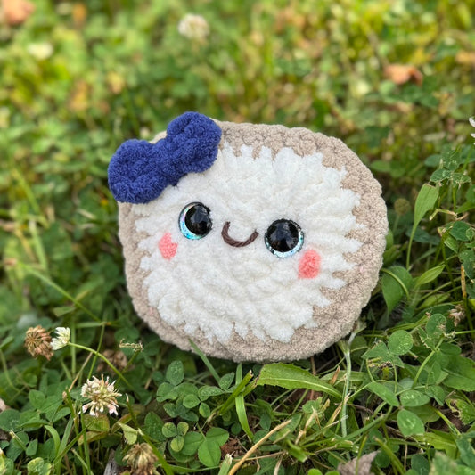 Mini Blueberry Toast Crochet Plushie | Hand Painted Eyes