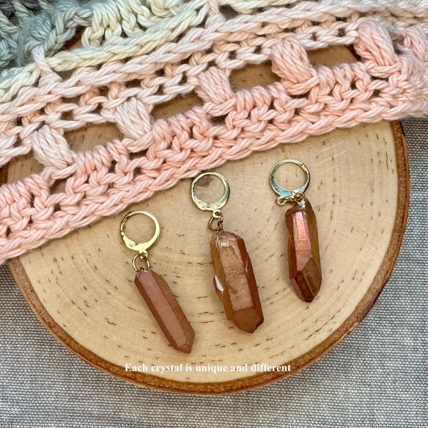 Smokey Quartz Crystal Stitch Markers | 3 pack