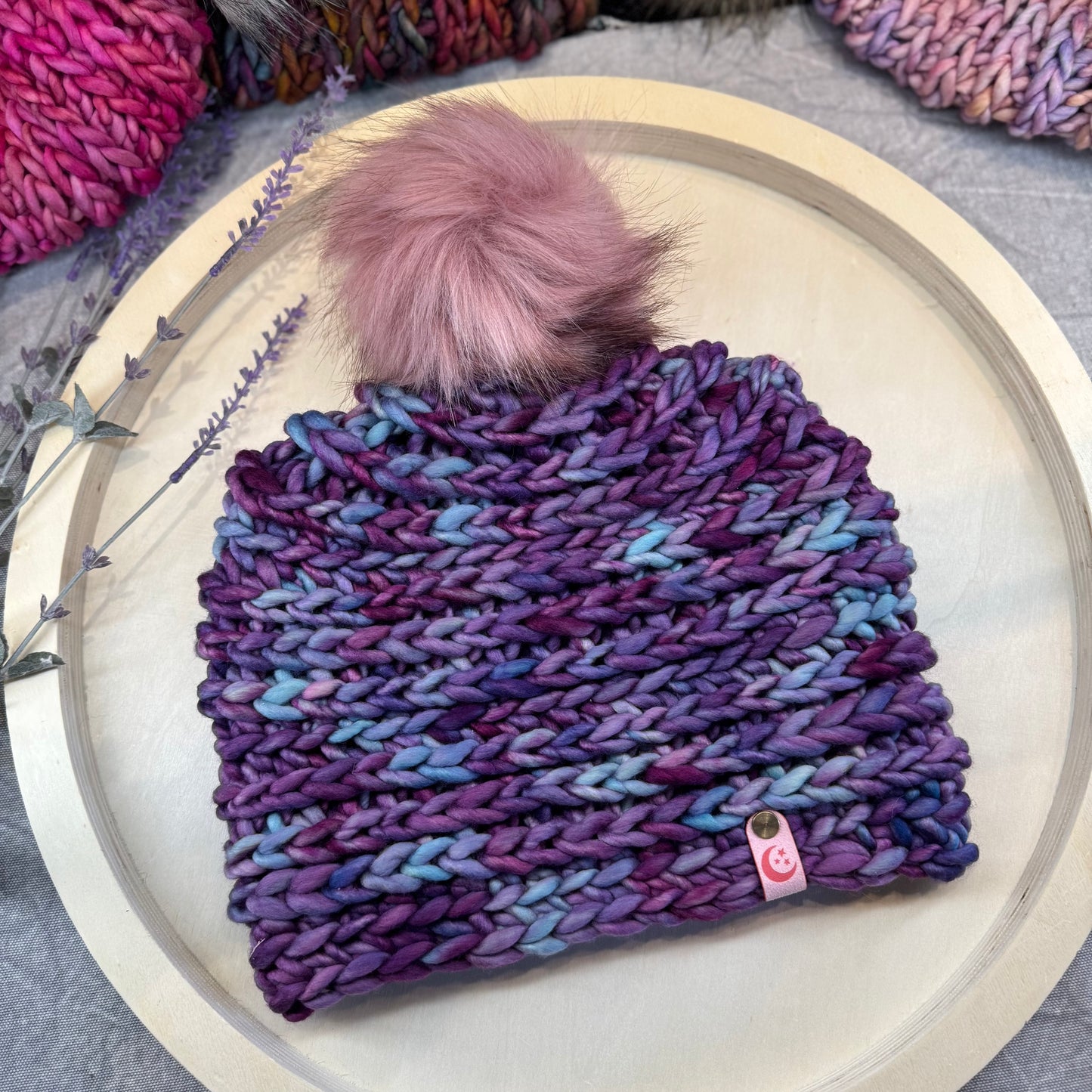 Handmade Winter Beanie | Merino Wool Yarn in the Color Lotus | Daybreak Design