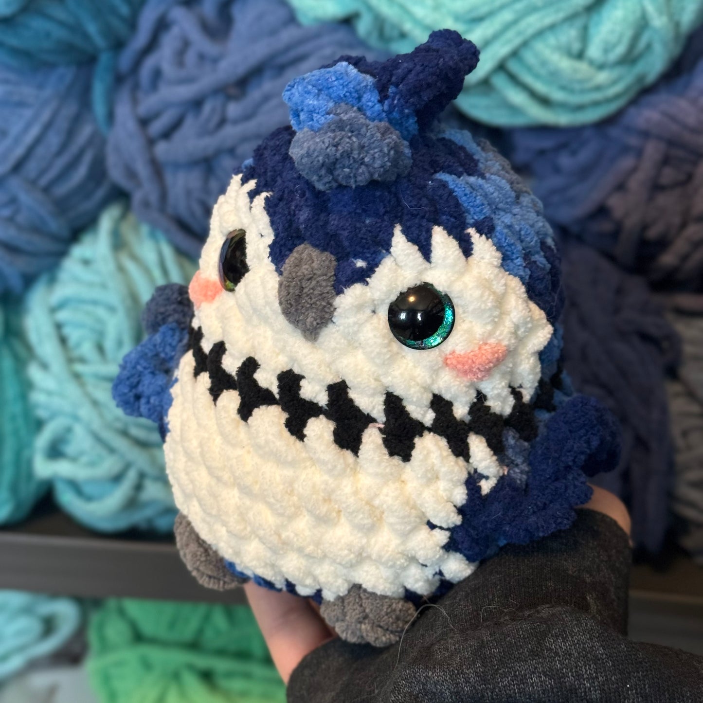 Blue Jay Crochet Plushie | Hand Painted Eyes