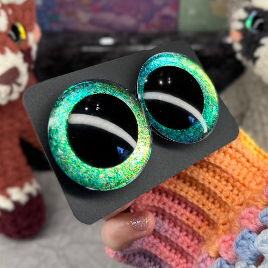 Hand Painted Kawaii Eyes | 50mm | Emerald