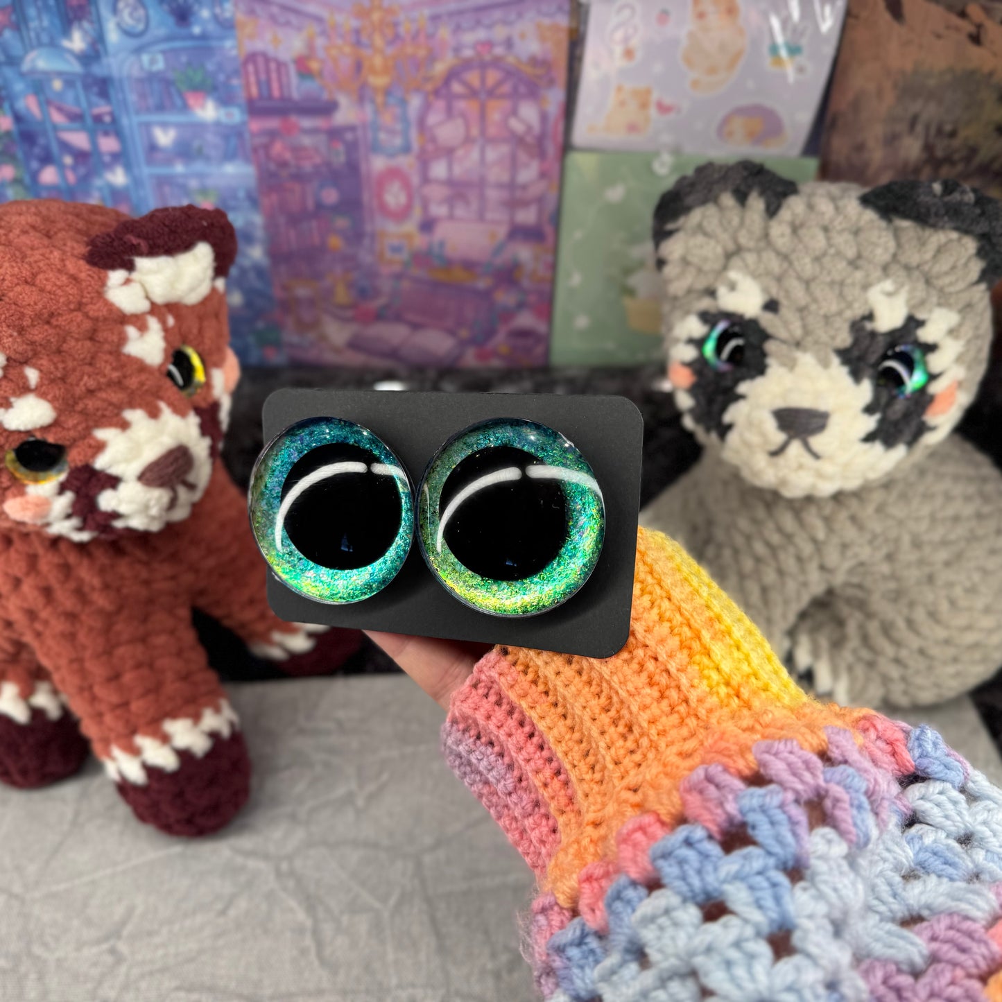 Hand Painted Kawaii Eyes | 50mm | Emerald