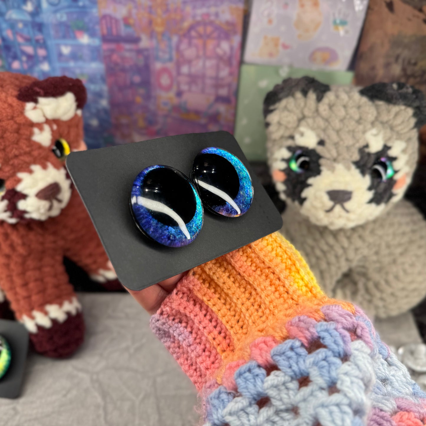 Hand Painted Kawaii Eyes | 40mm | Riptide