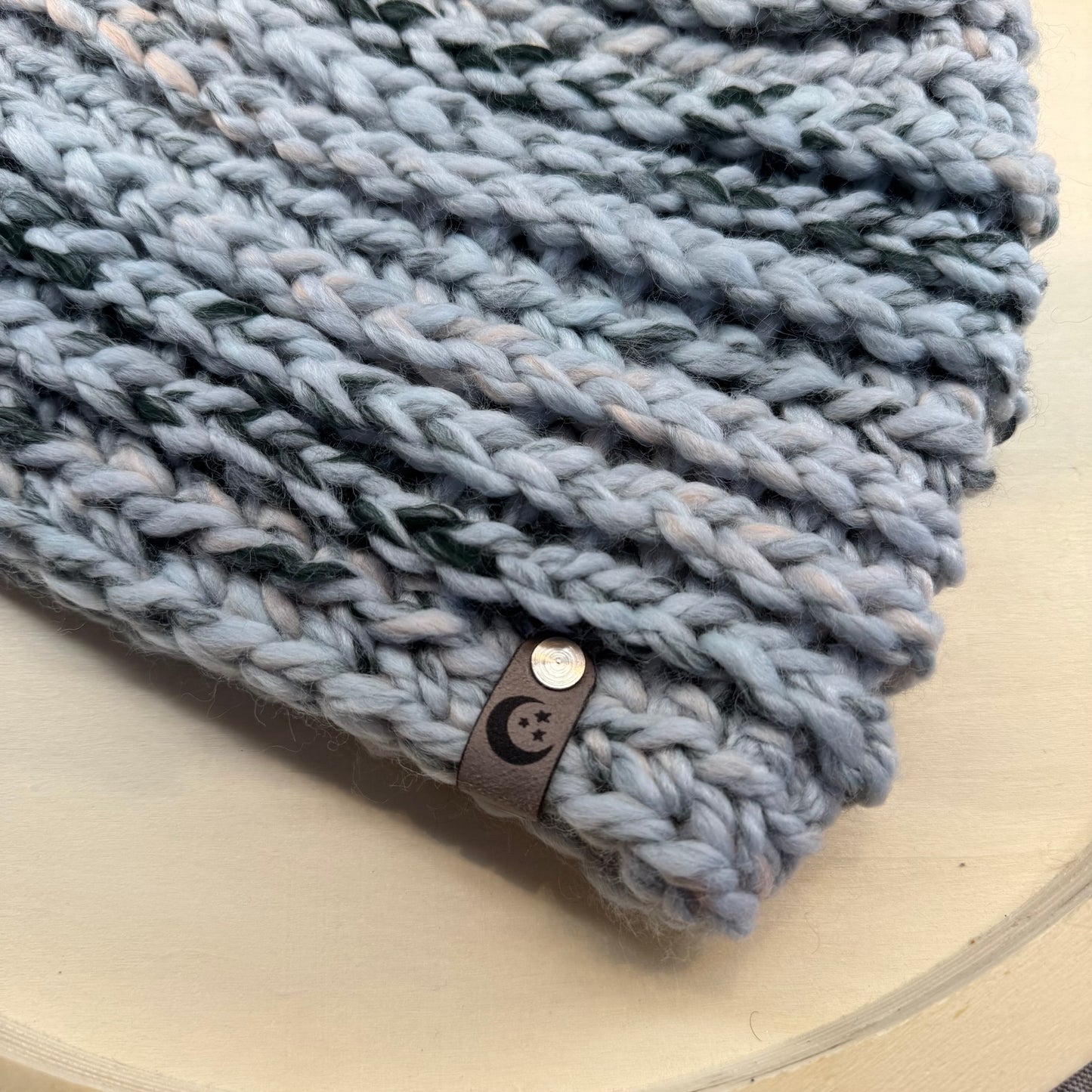 Handmade Winter Beanie | Wool Mix Yarn in the Arctic Ice 2 | Daybreak Design