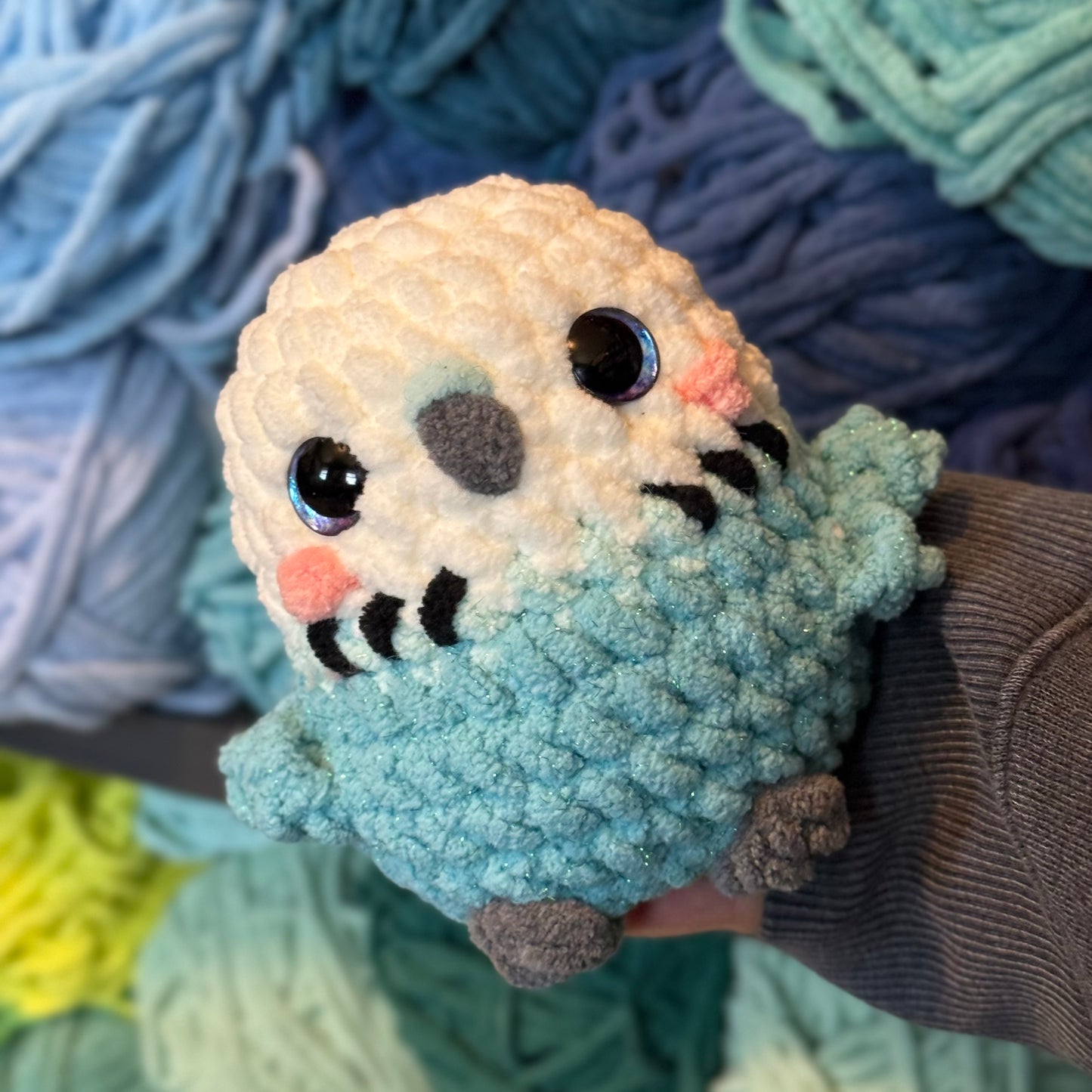 Budgie Crochet Plushie | Hand Painted Eyes