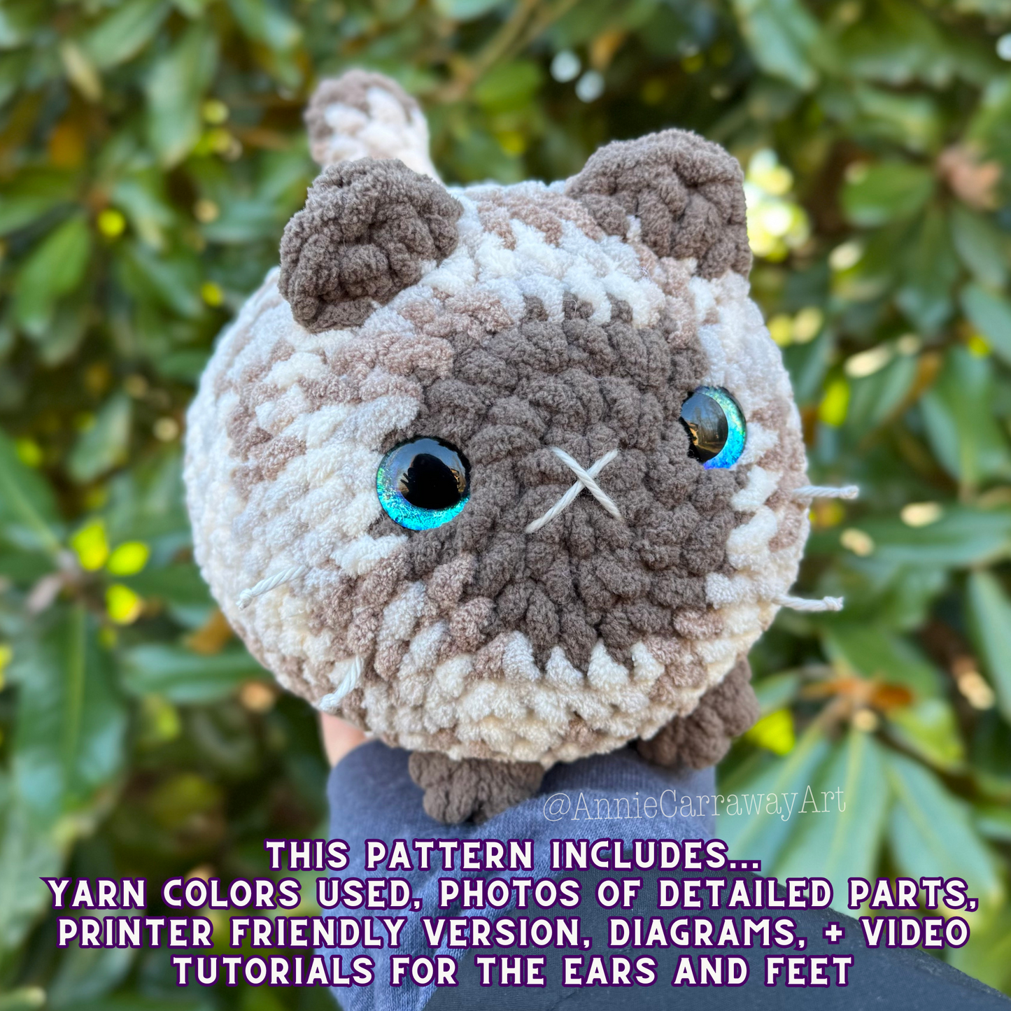 Siamese, Ragdoll, & Solid Color Cat Crochet Pattern