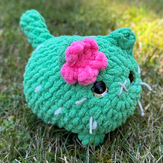Cactus Kitten Crochet Plushie | Hand Painted Eyes