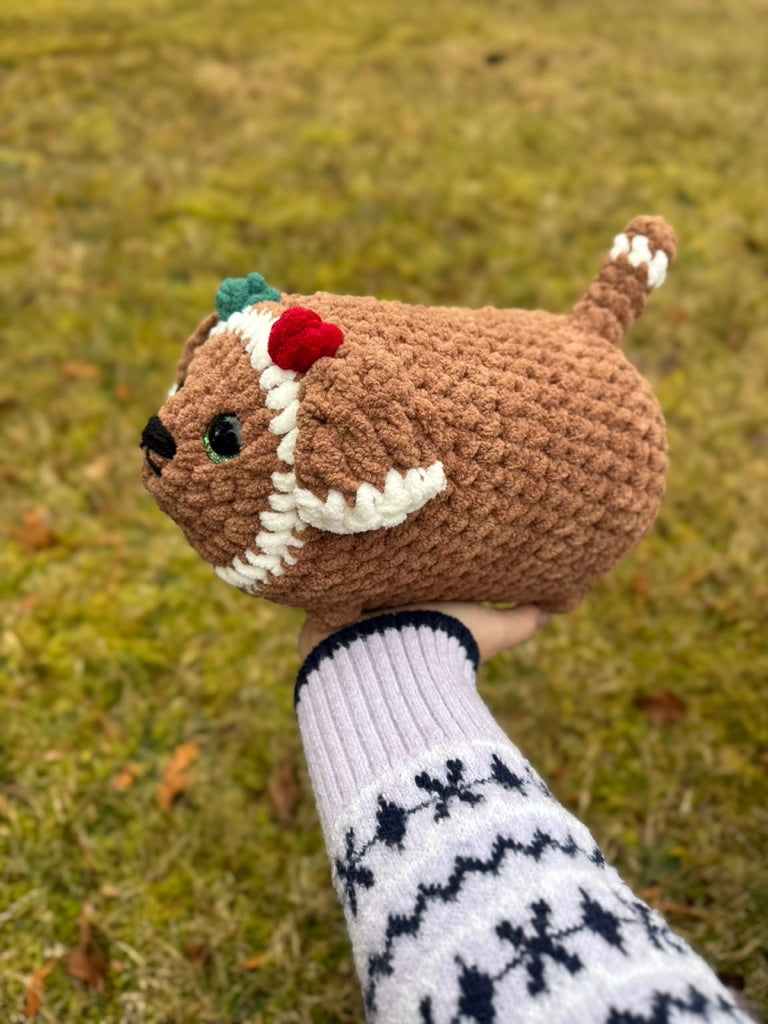 Gingerbread Dachshund Crochet Plushie | Hand Painted Eyes