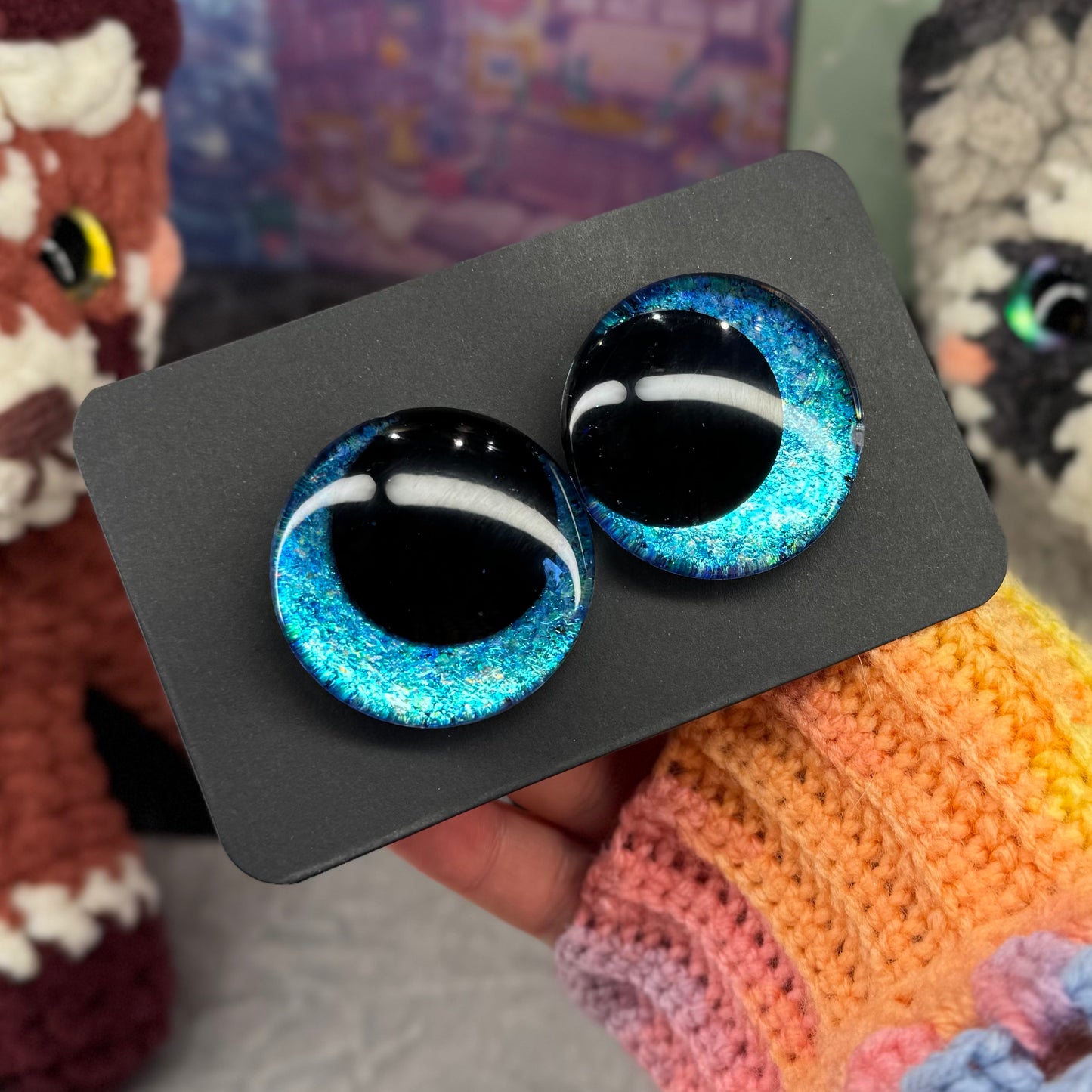 Hand Painted Kawaii Eyes | 40mm | Riptide