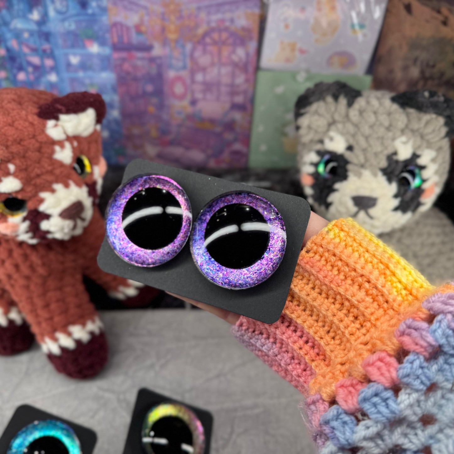 Hand Painted Kawaii Eyes | 50mm | Amethyst