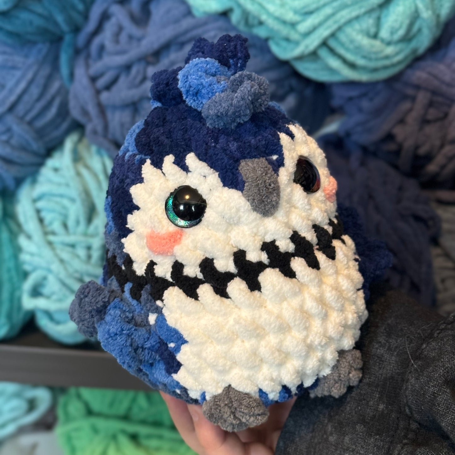 Blue Jay Crochet Plushie | Hand Painted Eyes