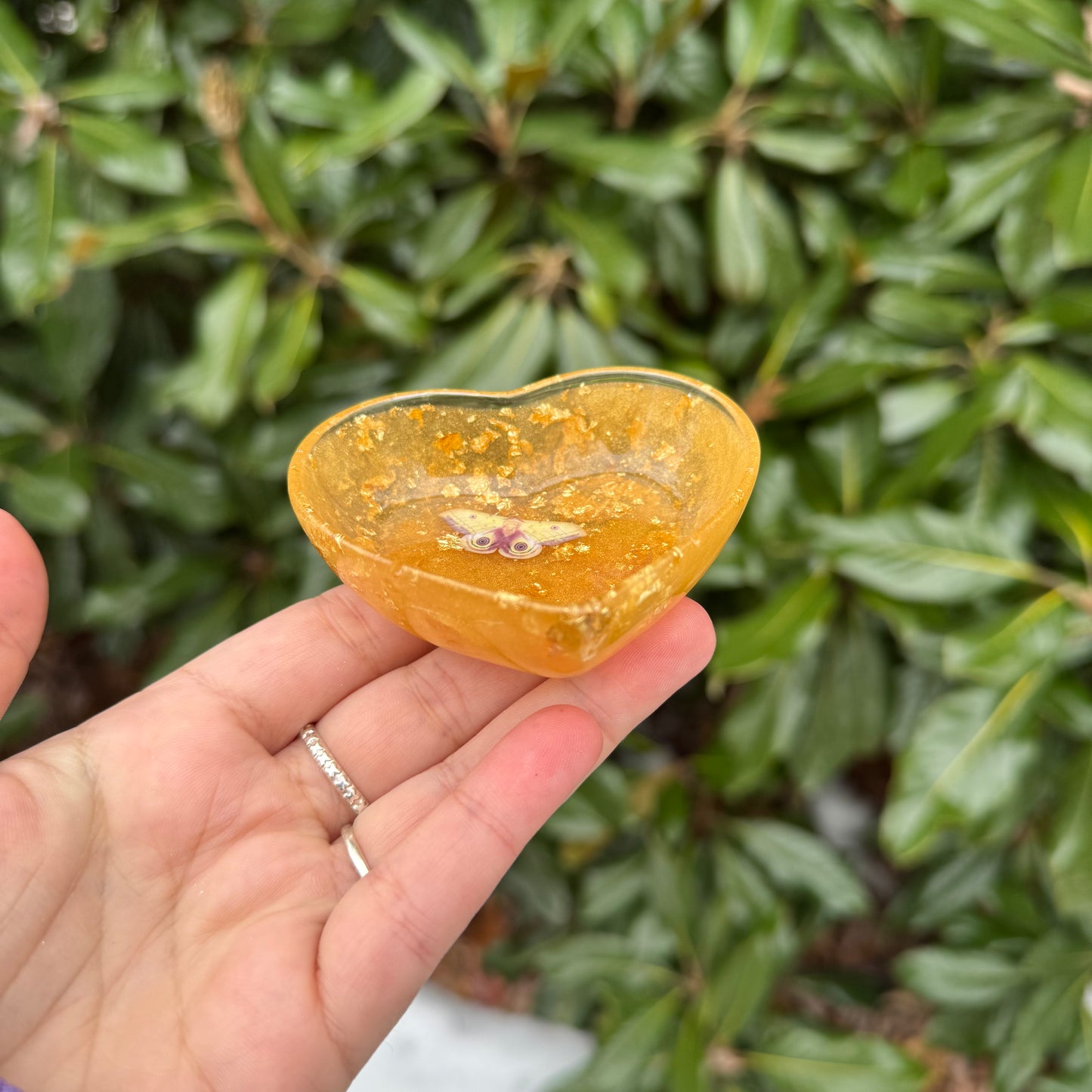Gold Moth Heart Trinket Dish