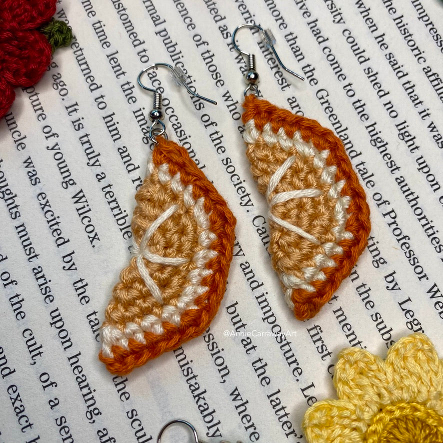 Orange Slice Crochet Earrings