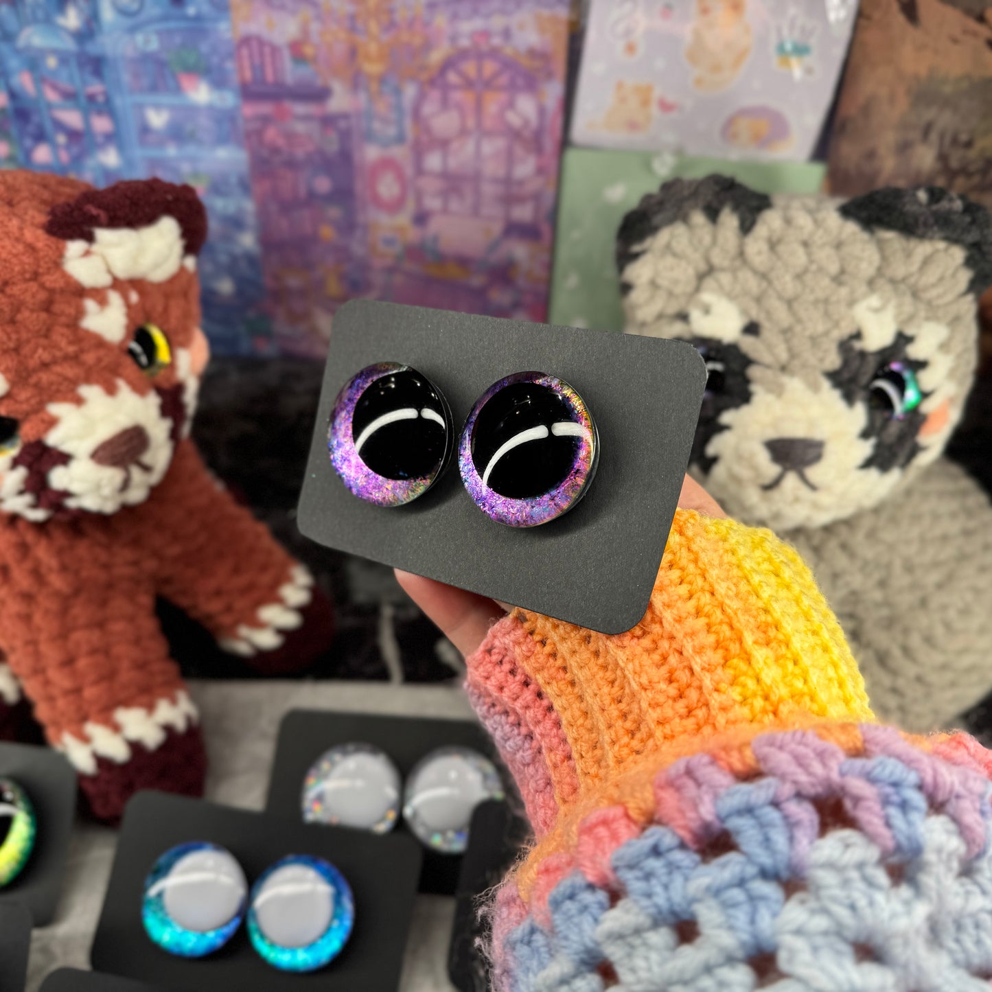 Hand Painted Kawaii Eyes | 35mm | Amethyst