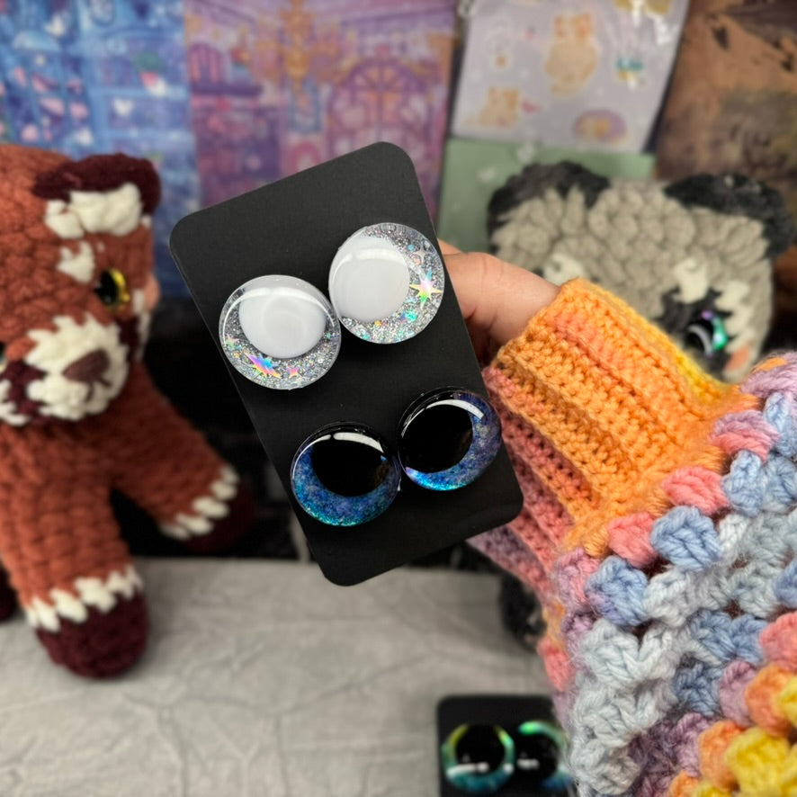 Hand Painted Kawaii Eyes | 30mm | Riptide and Moonbeam with White Pupil