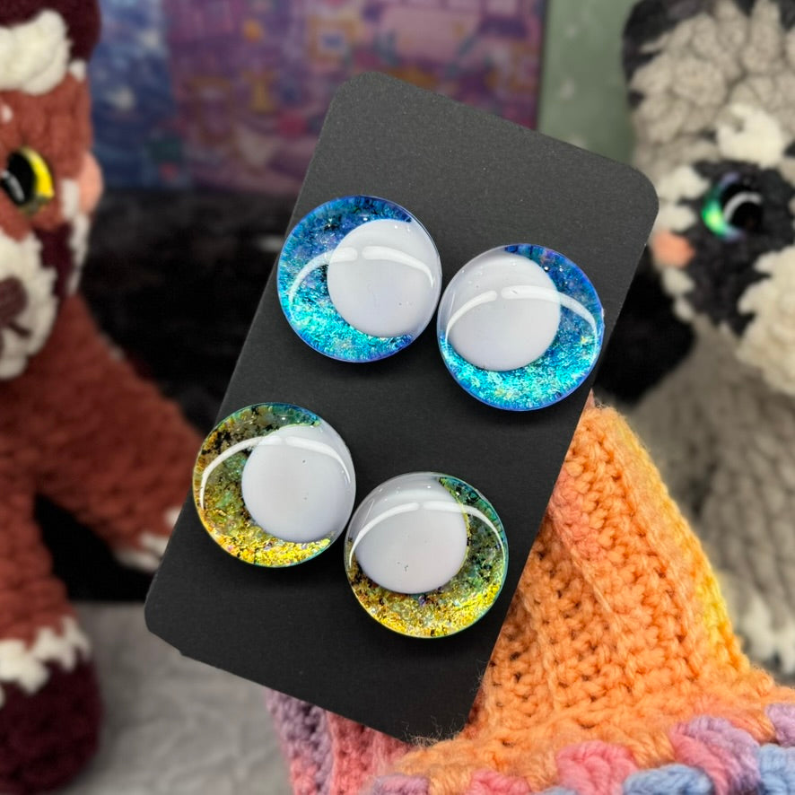 Hand Painted Kawaii Eyes | 30mm | Riptide and Canary White Pupil