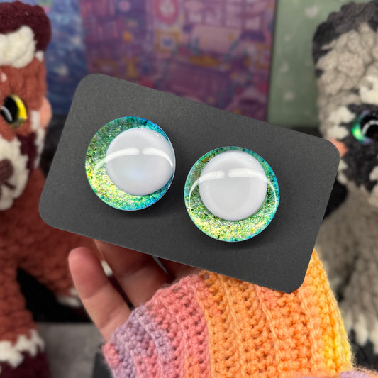 Hand Painted Kawaii Eyes | 35mm | Emerald with White Pupil