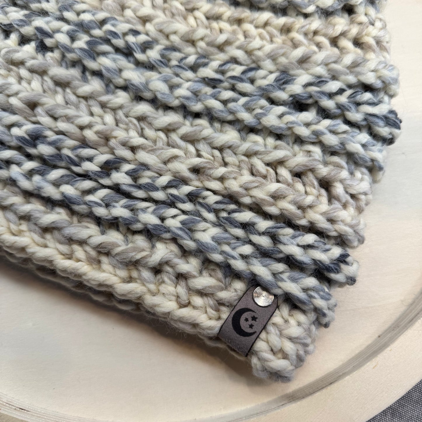 Handmade Winter Beanie | Wool Mix Yarn in the Color Fossil | Daybreak Design