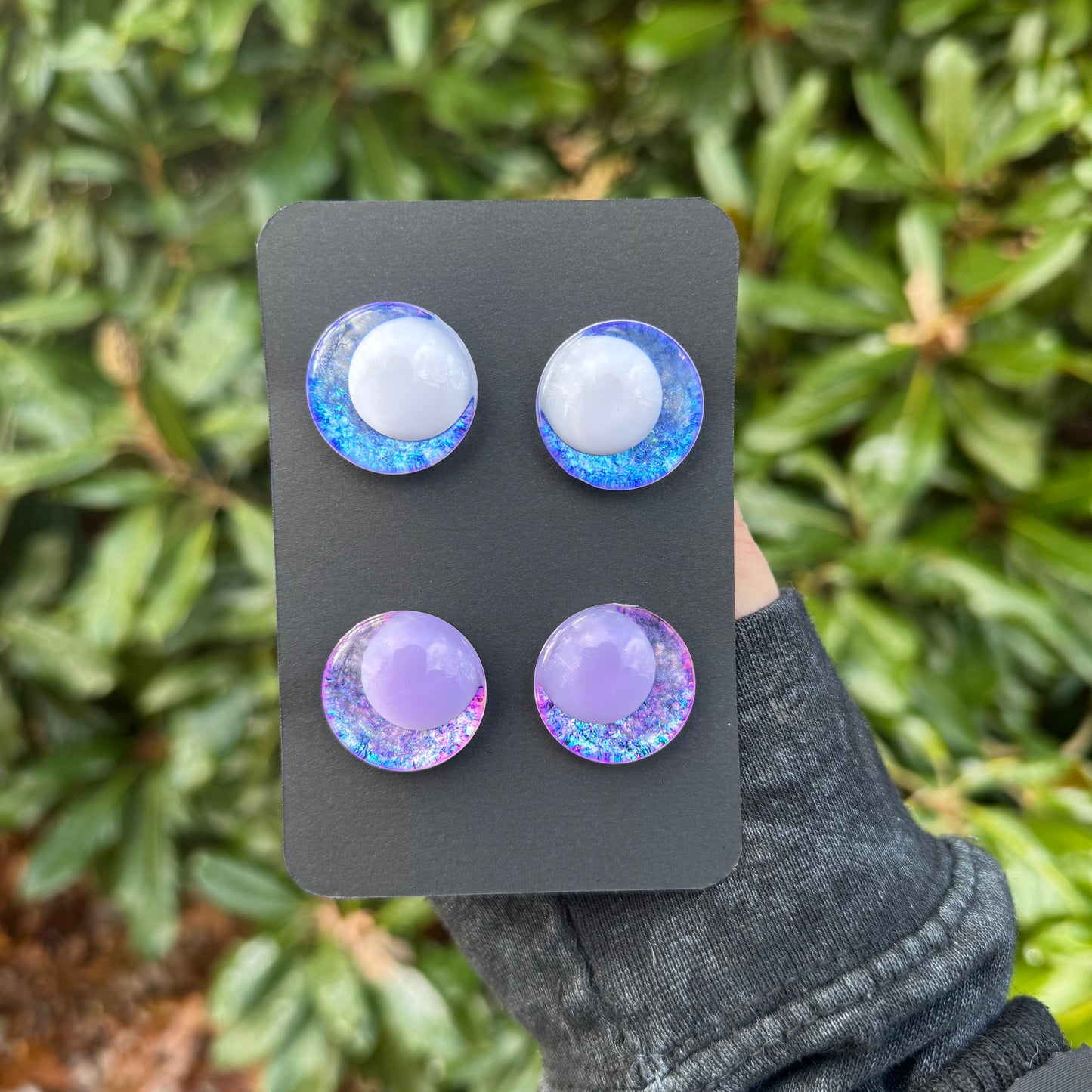 25 mm Hand Painted Kawaii Eyes | Lapis + Amethyst | Set #90