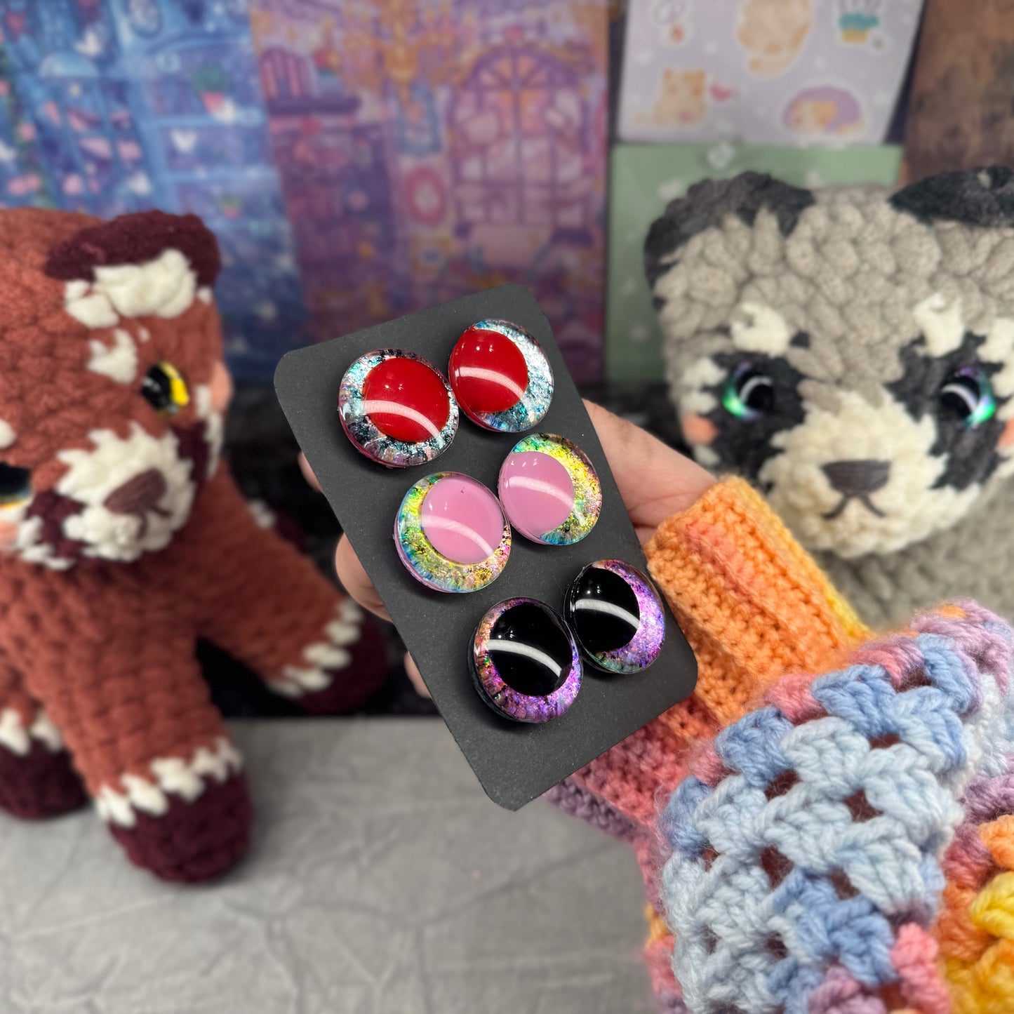 Hand Painted Kawaii Eyes | 25mm | Set 9