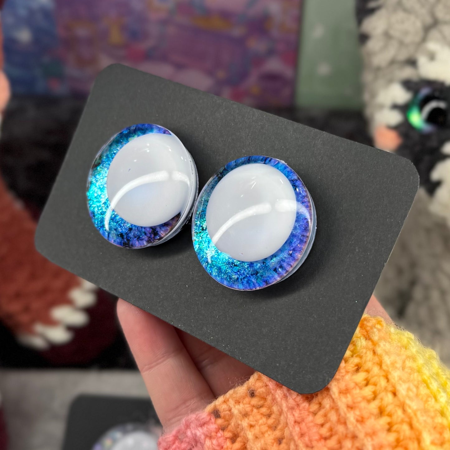 Hand Painted Kawaii Eyes | 35mm | Riptide with White Pupil