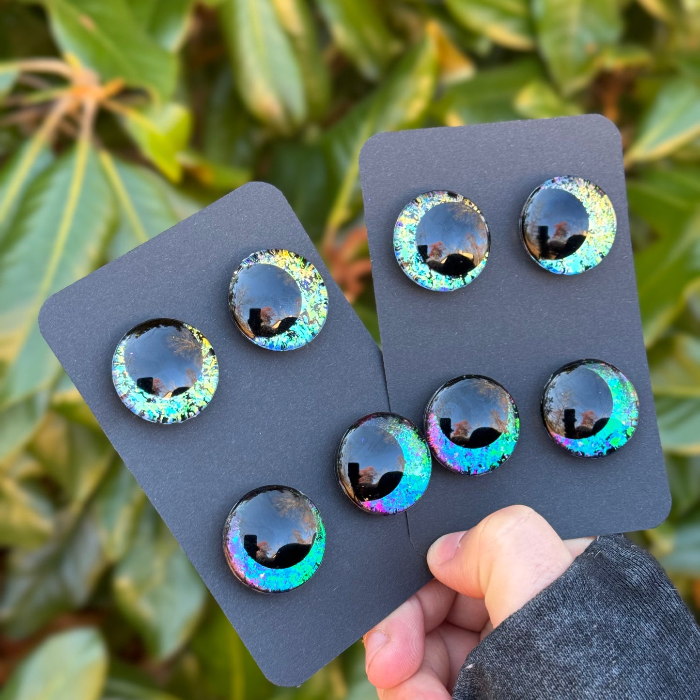 25 mm Hand Painted Kawaii Eyes | Ice + Azure | Set #10