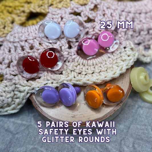 25 mm Kawaii Safety Eyes | 5 Mixed Color Pairs | Summer Set