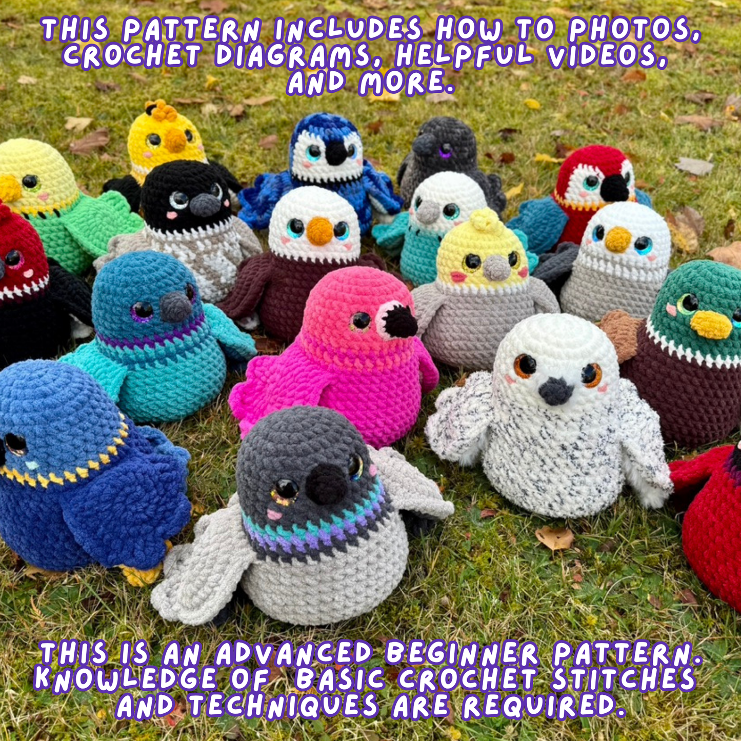 Big Birdie Plushies | Low Sew Crochet Pattern | Digital Download