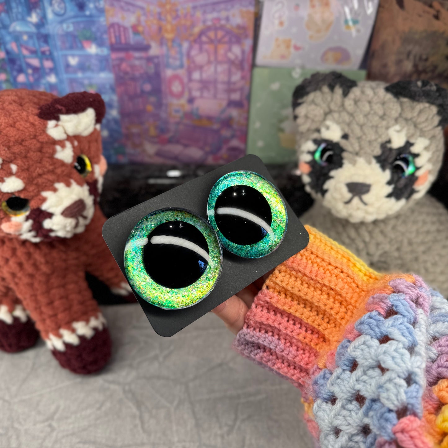 Hand Painted Kawaii Eyes | 50mm | Emerald