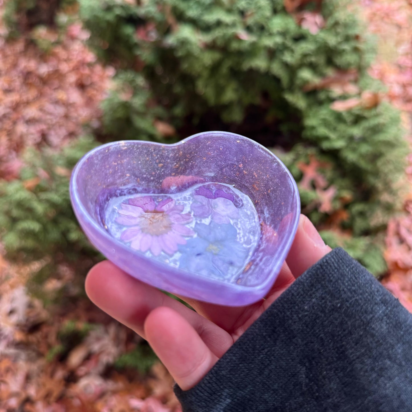 Lilac Flowers Heart Trinket Dish