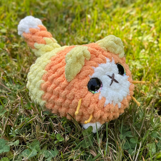 Candy Corn Mini Kitten Crochet Plushie | Hand Painted Eyes